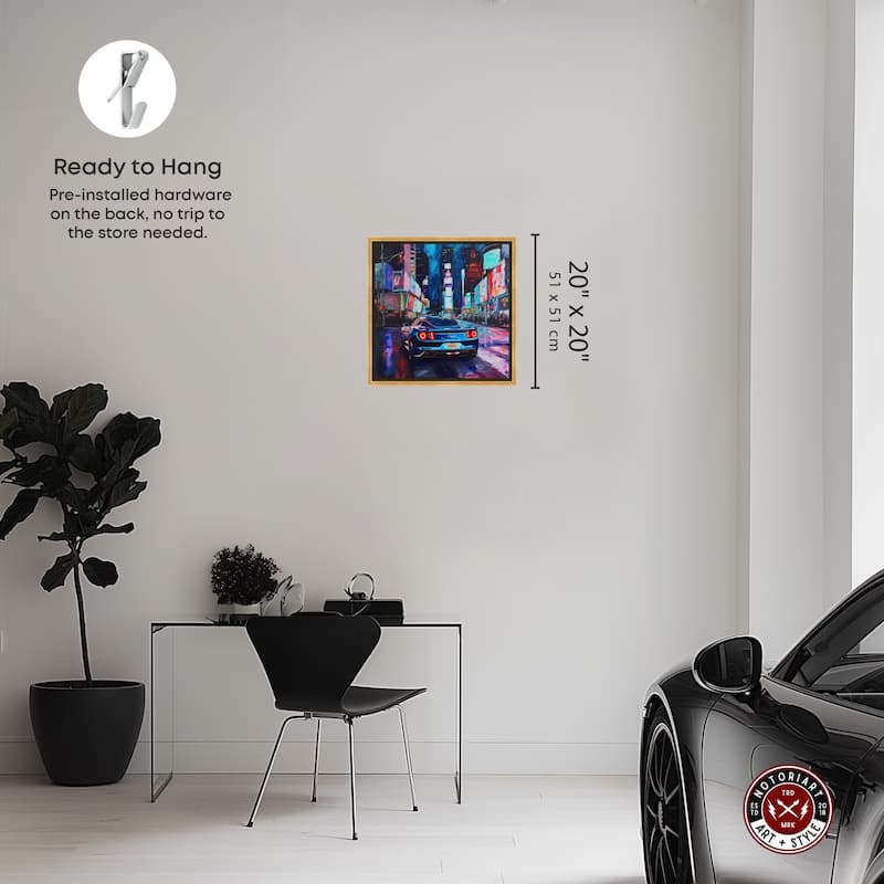 Notoriart Night Drive Sports Drive Framed Car 1 Piece Canvas Wall Art