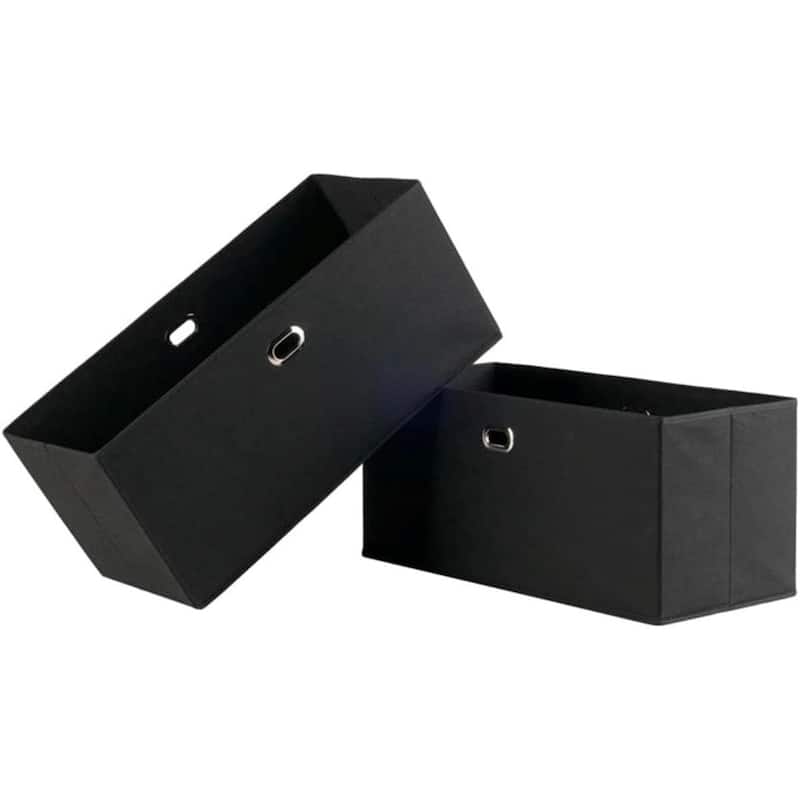 Rectangular Foldable Fabric Baskets - 23" - Black - Set of 2