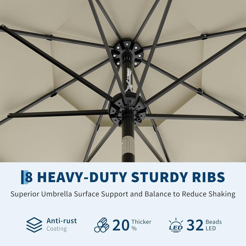 10Ft 3-Tier Patio Umbrella, with Vents, Easy Crank & Tilt