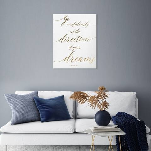 Oliver Gal 'Direction' Typography and Quotes Wall Art Canvas Print Motivational Quotes and Sayings - Gold, White
