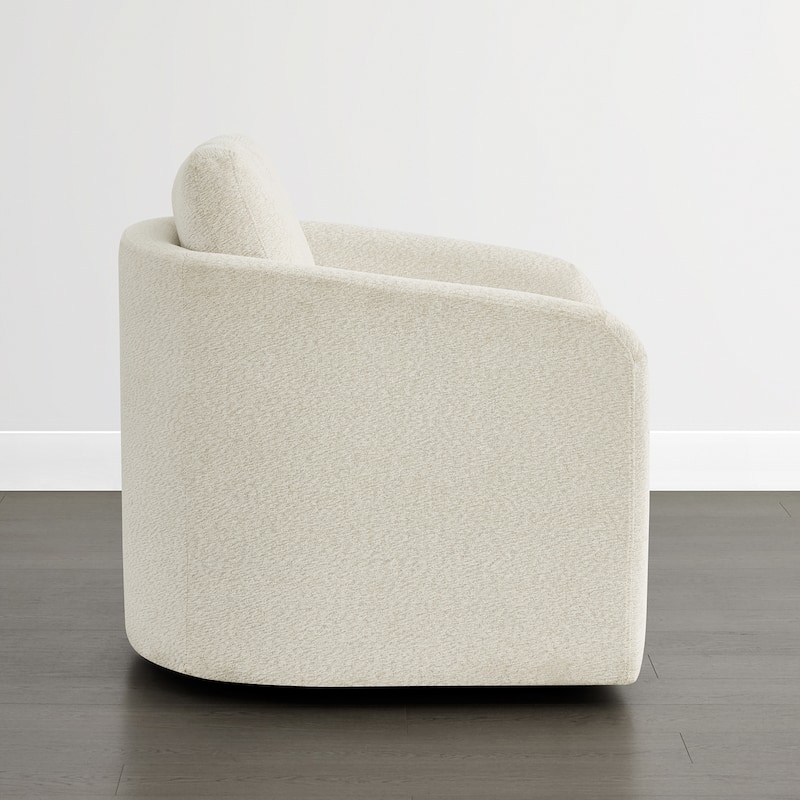 Spruce & Spring Modern Upholstered Swivel Barrel Accent Chair with Ottoman & Removable Slipcover