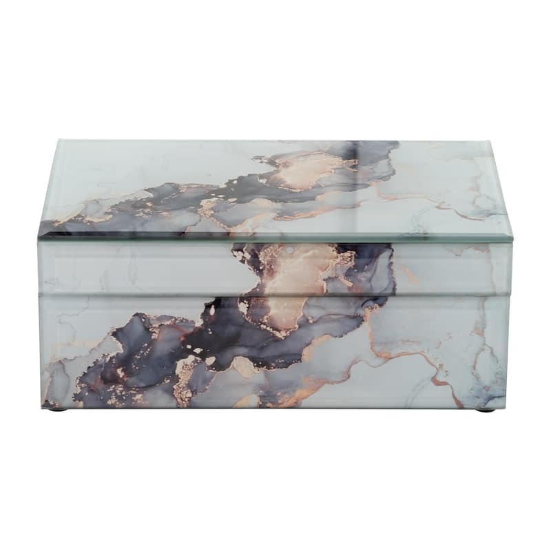 Modern Statement Decorative Box with Abstract Finish and Lid