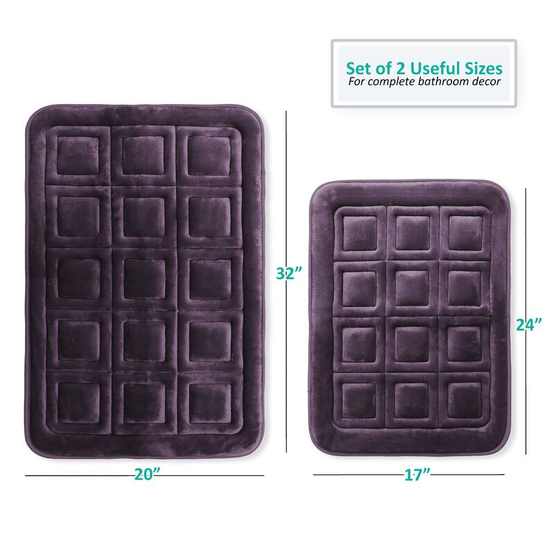Clara Clark Ultra Soft Non Slip and Absorbent Bath Rug - Waffled Velvet Memory Foam Bath Mat