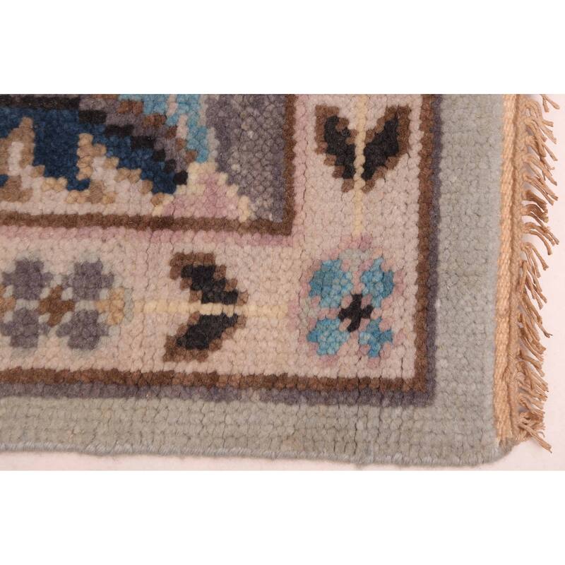 ECARPETGALLERY Hand-knotted Modern Oushak Light Grey Wool Rug - 8'11 x 11'9