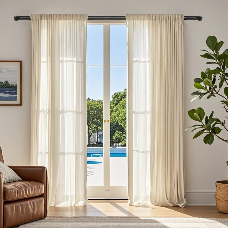 Meriville 1-Inch Diameter Wrap Around Blackout Curtain Rod, Round Base