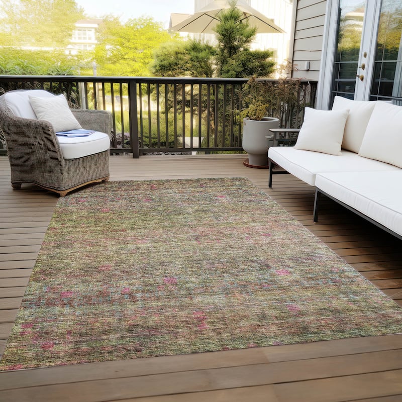 Machine Washable Indoor/ Outdoor Ombre Solid Chantille Rug