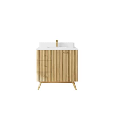 Willow Collections 36 in. W x 22 in. D Pasadena Solid Teak Center Sink Bathroom Vanity with Countertop