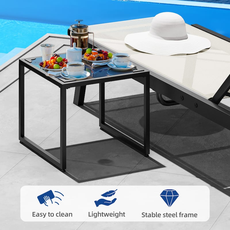 Outdoor Resin Lounge With Side Table And Adjustable Back