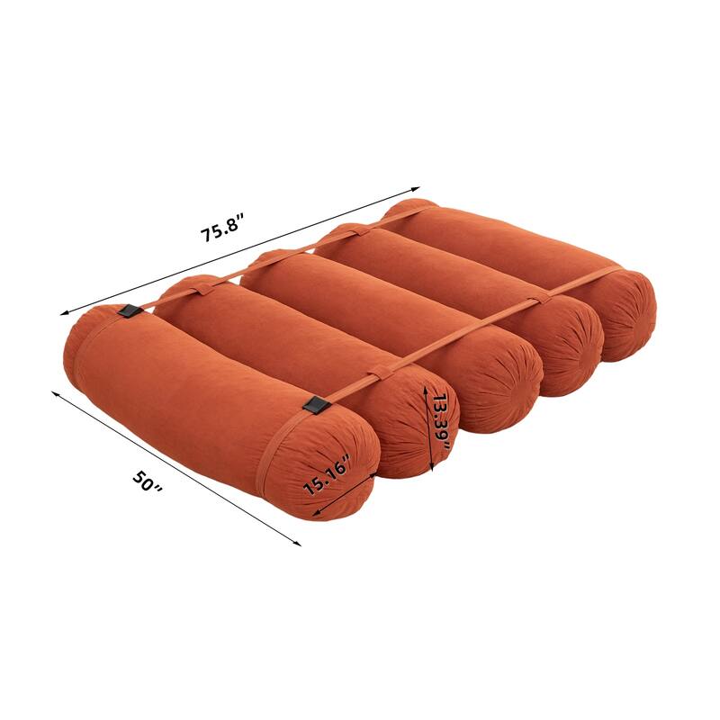 Versatile Lazy Sofa Corduroy Chaise Lounge Floor Couch Composed of 5 Cylindrical Pillows with Adjustable Straps