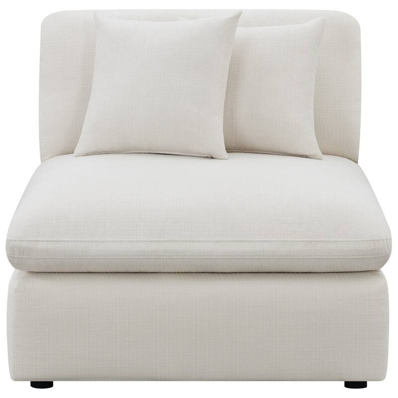 Jane 38 Inch Sectional Armless Chair, Plush Cushioned Back, Off White