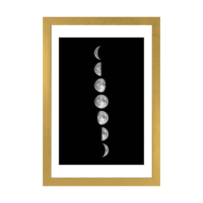 iCanvas "Minimalist Moon Phases - Black" by GetYourNerdOn - Gold - 32x24x1
