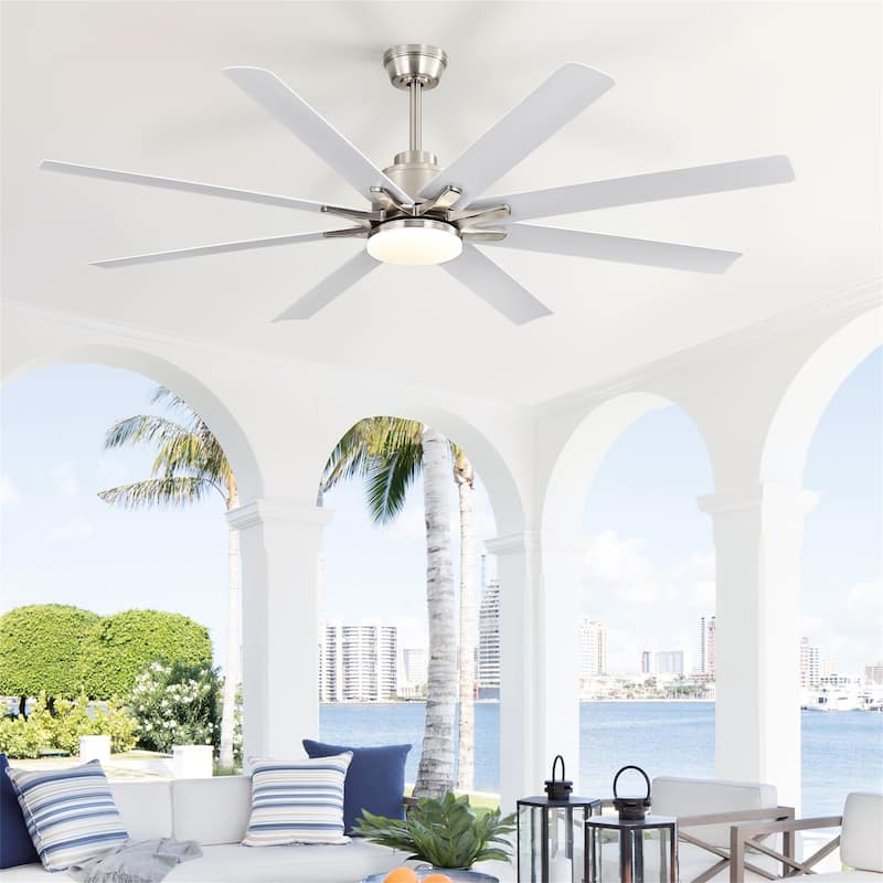 52" Smart Ceiling Fan Light with 6 Speed,8 ABS Blades,Voice Remote - Silver+White