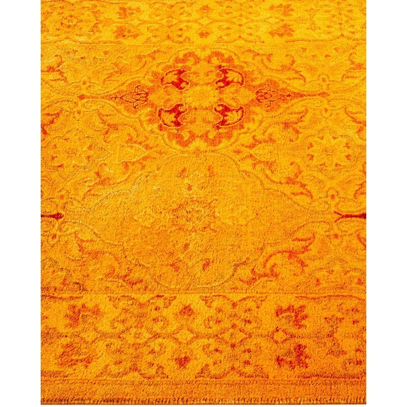 Overton Hand Knotted Wool Vintage Inspired Modern Contemporary Overdyed Gold Runner Rug - 2' 6" x 9' 4"