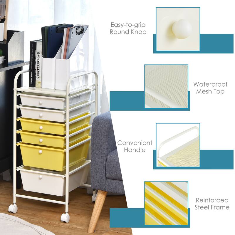 Costway 6 Drawer Rolling Storage Cart Scrapbook Paper Office Organizer - See details