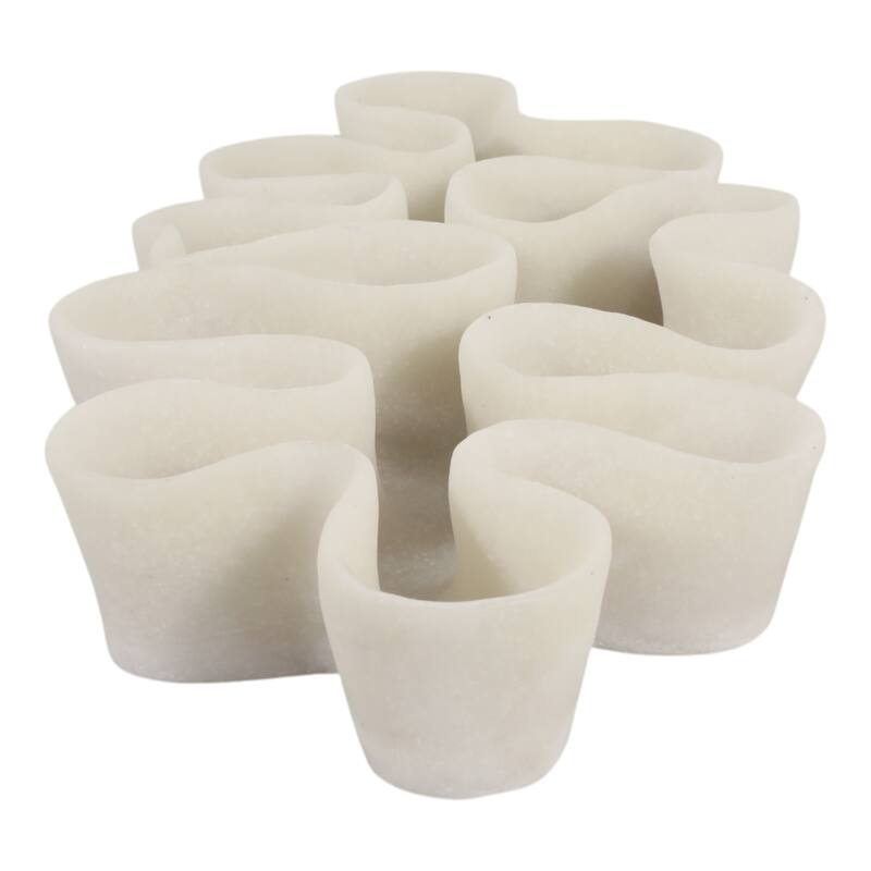 Resin Decorative Bowl Wave-Shaped Modern Sculptural Design - 21" White - 21.25" x 11" x 3.25"