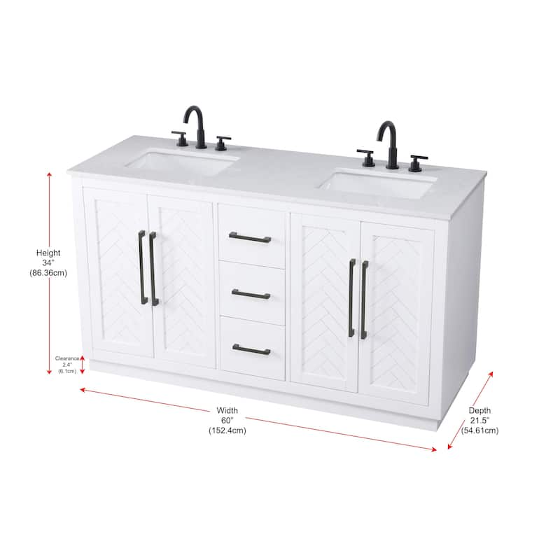 Elegant Lighting VF29060D Chase 60" Free Standing Double Basin Vanity