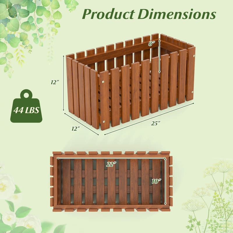 Costway 1/2 PCS Solid wood patio furniture outdoor slat style flower
