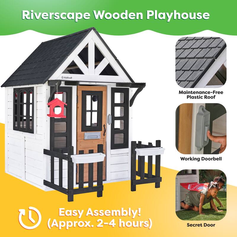 KidKraft Riverscape Wooden Playhouse - White - N/A