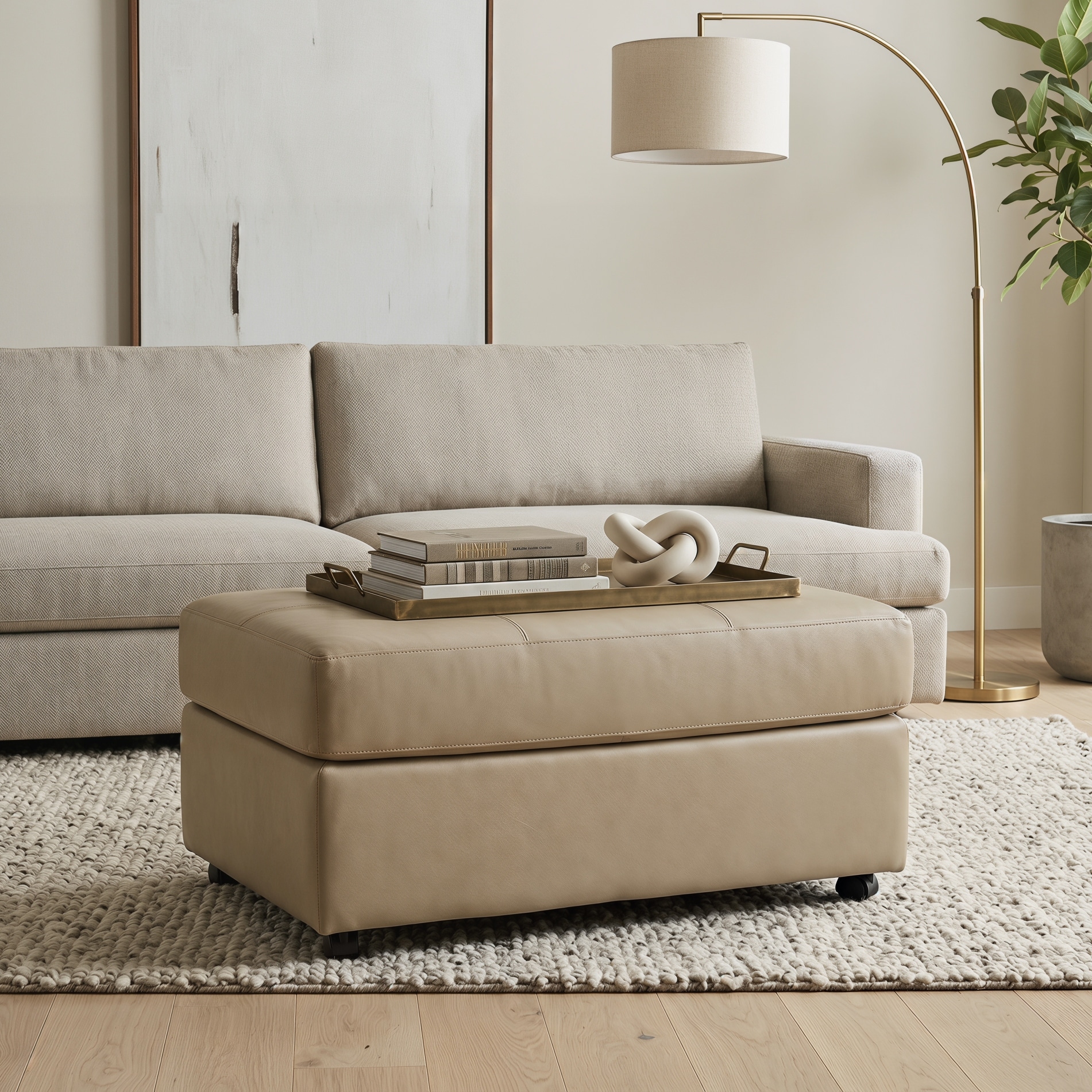 Roundhill Furniture Sakan Leather Upholstered Ottoman