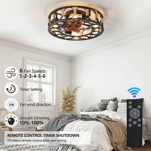 20 Caged Ceiling Fans with Remote, Bladeless Ceiling Fan 6 Speed Reversible with Remote Control - Matte Black 20 Caged Ceiling Fans with Remote, Bladeless Ceiling Fan 6 Speed Reversible with Remote Control - Matte Black