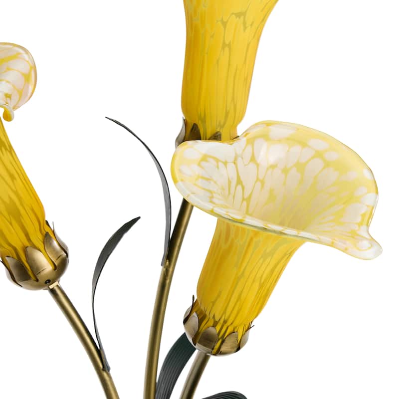 River of Goods Bronze Metal and Glass 3-Shade Calla Lily Table Lamp