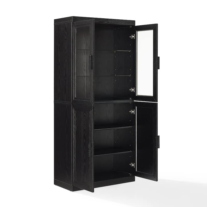 Crosley Essen Pantry Storage Cabinet With Glass Door Hutch