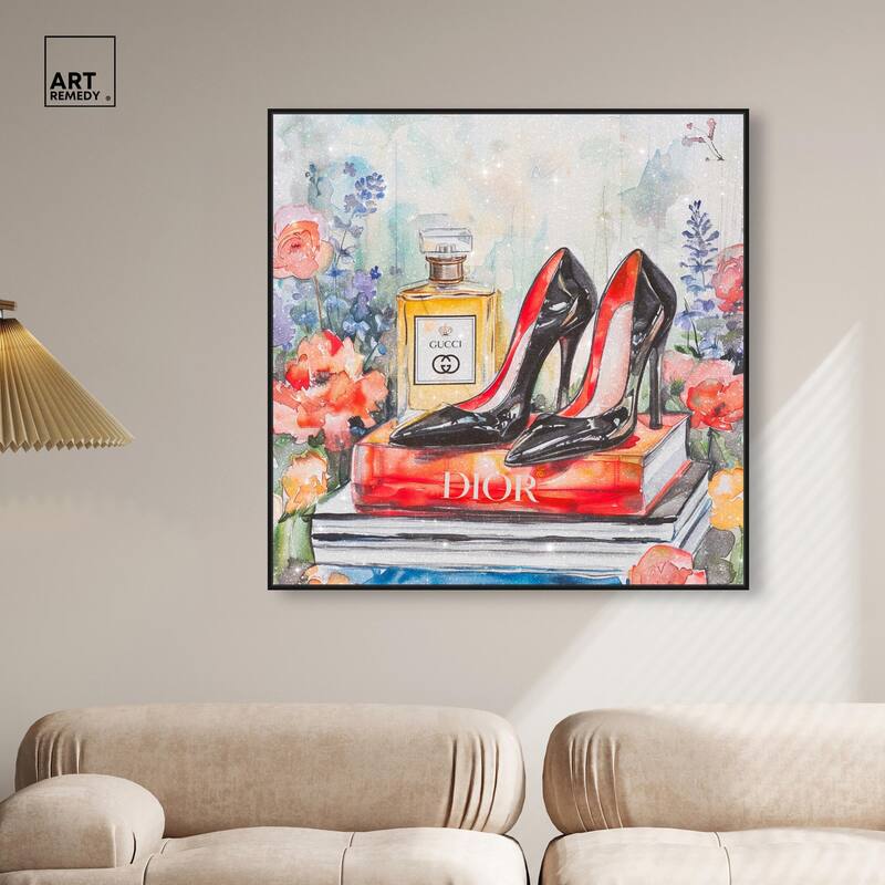 Lovely Garden Books and Heels Canvas by Art Remedy