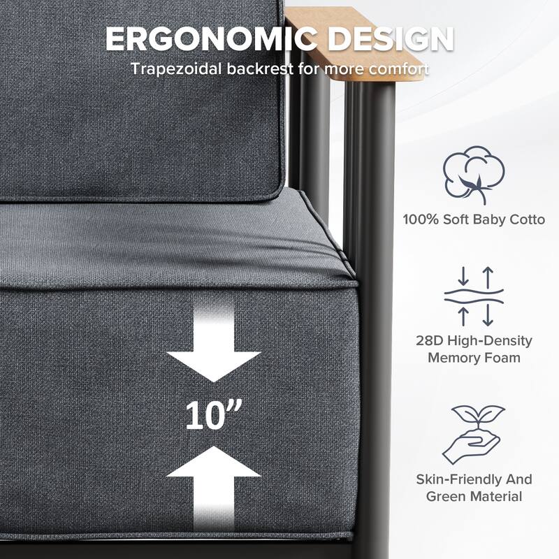 Gymojoy Luxury Patio Chair Set of 2 - 10" Extra Thick Cushions & Industrial Steel Frame - All-Weather Outdoor Furniture