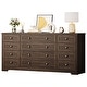 preview thumbnail 15 of 26, 12 Drawers Wood Dressers, 63" Long TV Stand Dresser for 65 Inch TV Brown