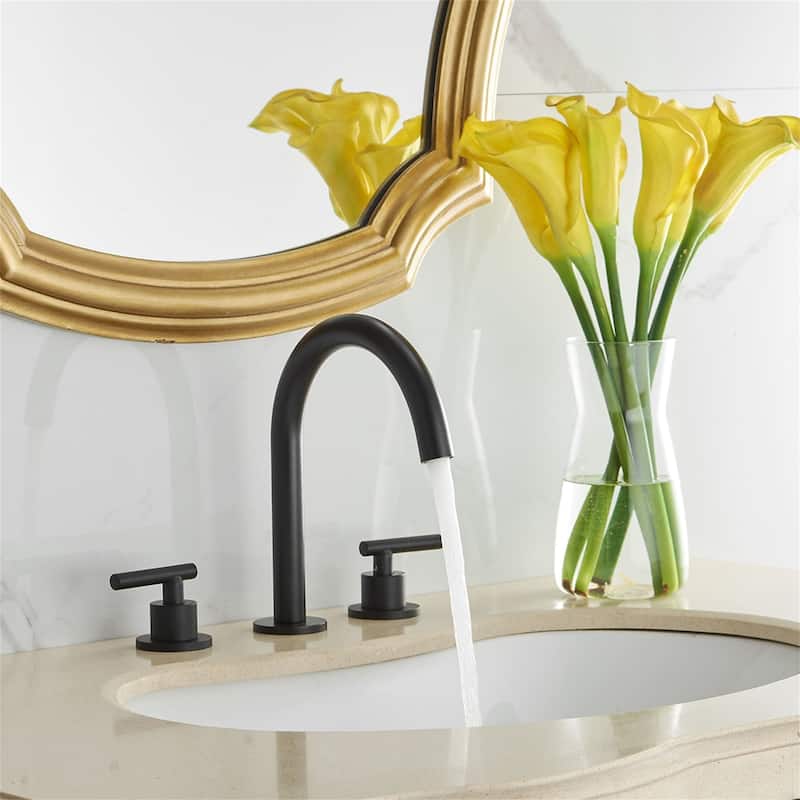 8 Inch Widespread Bathroom Faucet With Drain Assembly 3 Holes Matte Black Bathroom Sink Faucets 2 Handle Modern Vanity Basin Tap