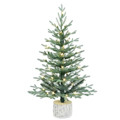 Puleo International 3 ft. Pre-Lit Potted Blue Arctic Fir Artificial Tree