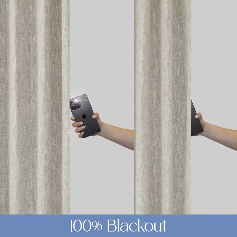 Linen Texture 100% Blackout Grommet Curtain Pair(2 panels)