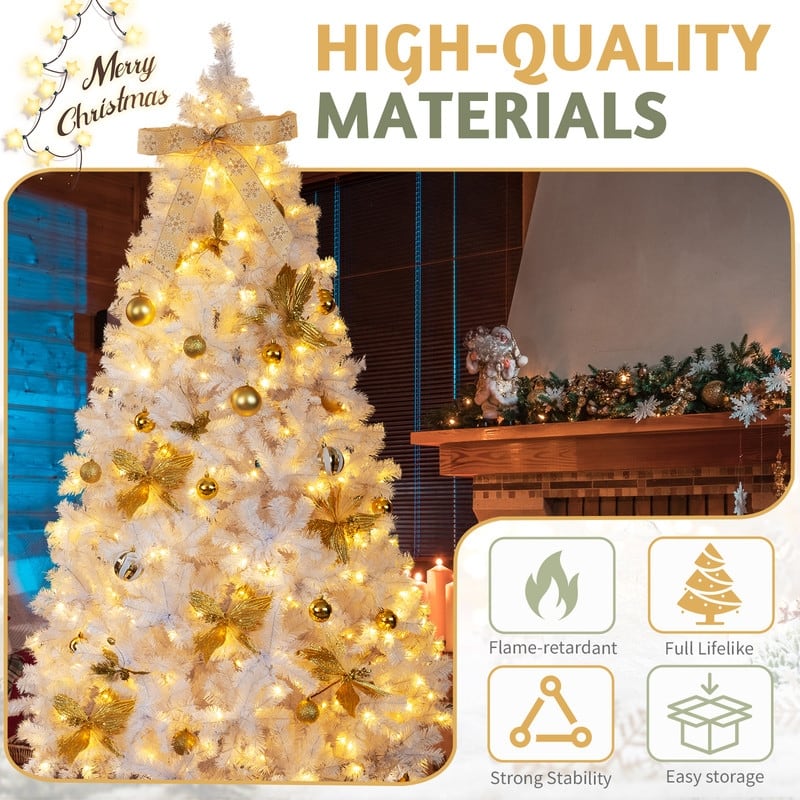 7.5 FT Artificial Christmas Tree with DIY 400 Warm White LED Lights for Holiday Party Office Home