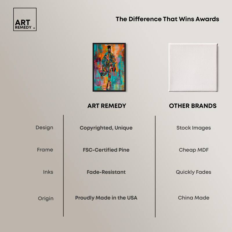 Bold Patchwork Style Canvas by Art Remedy