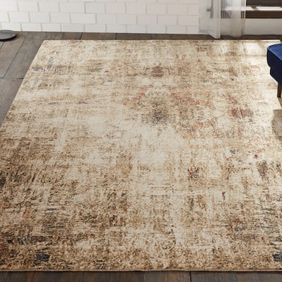 Porch & Den Delta Distressed Sand Tones Abstract Area Rug