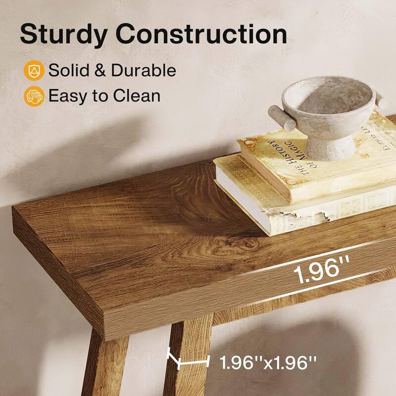 70.9 Inches Console Entryway Table, 2 Tiers Behind Couch Sofa Table, Brown