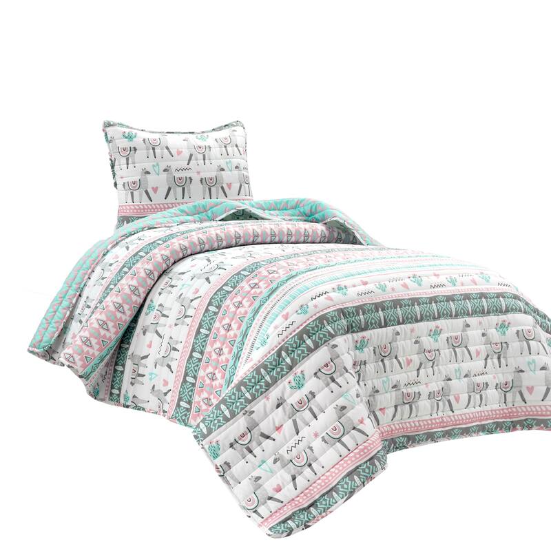 Lush Decor Boho Llama Reversible Oversized Quilt Set