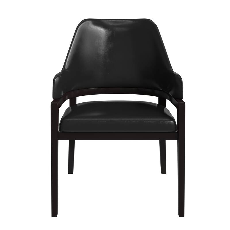 Ethora Leather Dining Chair with Curved Open Back and Rubberwood Legs