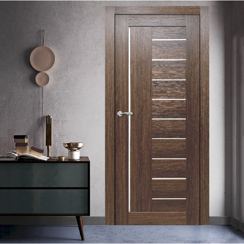 Valusso Design Prefinished Solid Core Door Slab Tallahassee Whiskey Oak Glazed Light