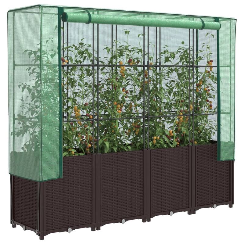 vidaXL Raised Bed Brown Polypropylene 63.0 in x 15.7 in - 15.7 x 63.0 x 60.2