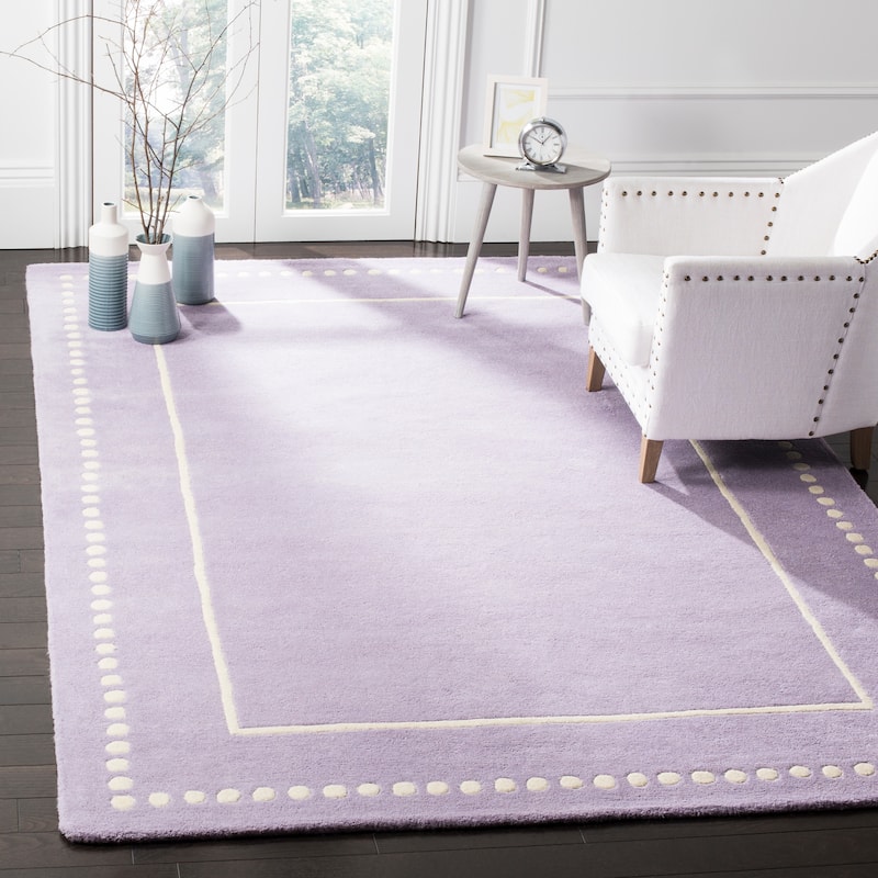 SAFAVIEH Handmade Bella Alverta Dotted Border Wool Rug - 4' x 6' - Lavander/Ivory - Rectangle