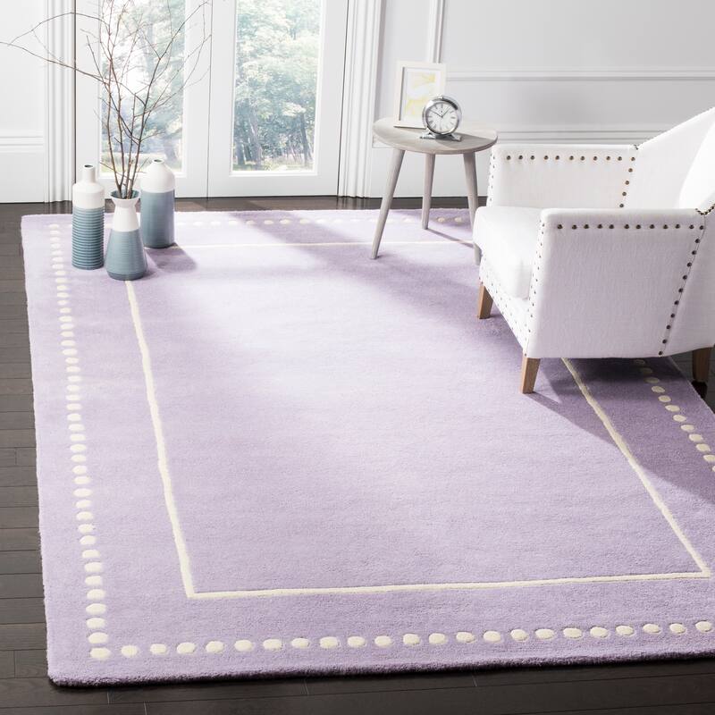 SAFAVIEH Handmade Bella Alverta Dotted Border Wool Rug - 8' x 10' - Lavender/Ivory
