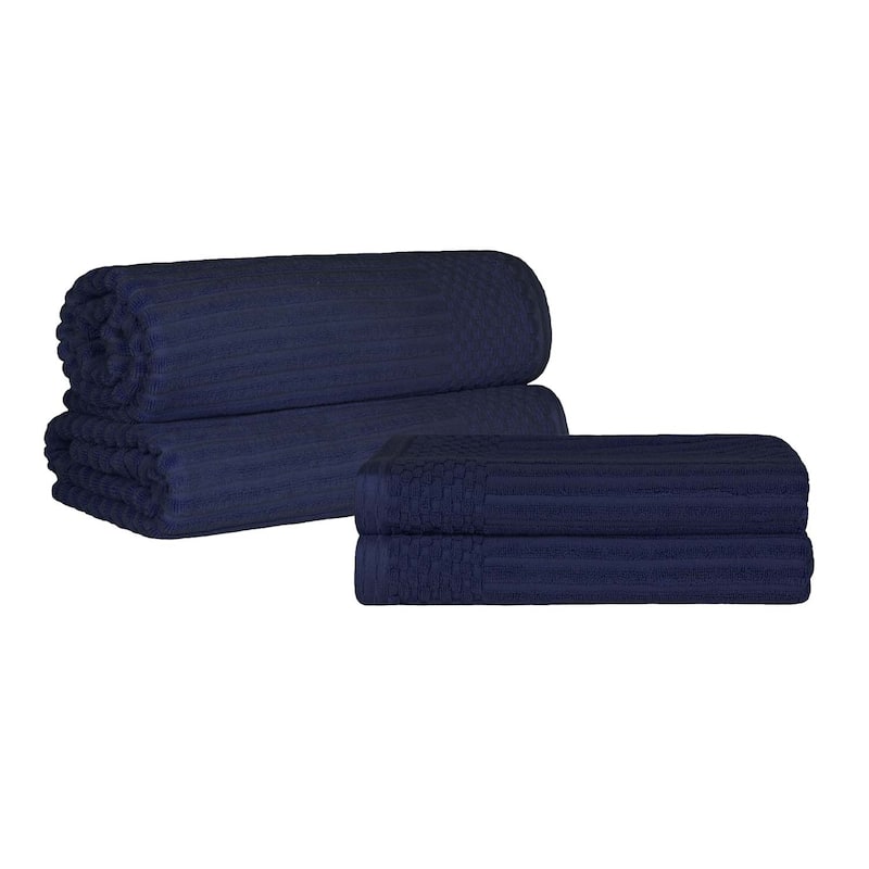 Superior Ribbed Cotton Absorbent Heavyweight Bath Sheet and Bath Towel Set