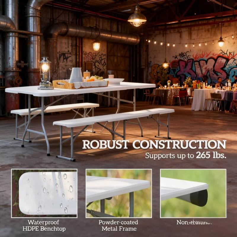 GDFStudio - Outdoor 6 ft Folding Camping Bench Seats with Carry Handle ( Set of 2 )