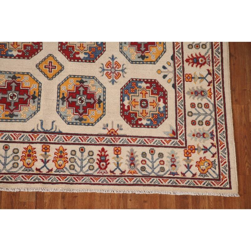 Geometric Kazak Area Rug Handmade Oriental Wool Carpet - 6'8" x 9'11"