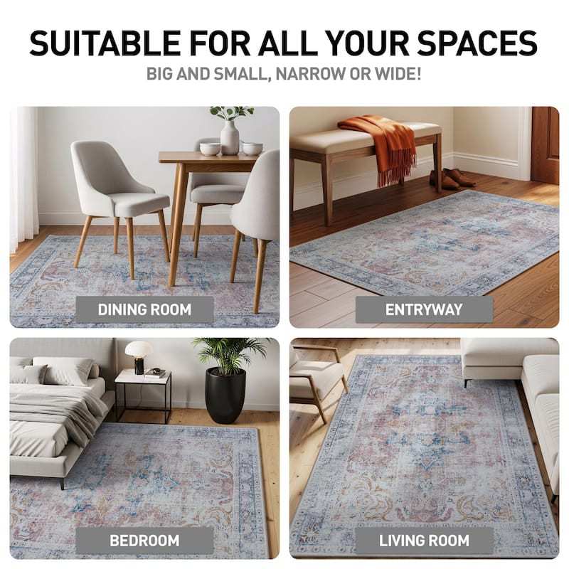 World Rug Gallery Bohemian Oriental Washable Area Rug