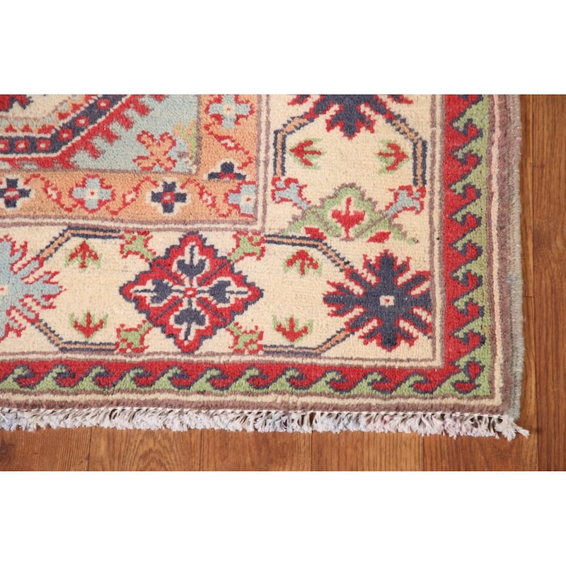 Light Blue Kazak Rug Hand-Knotted Wool Carpet - 4'11" x 6'6"