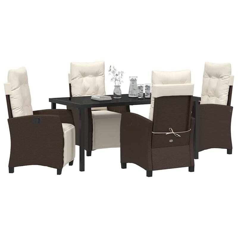vidaXL Garden Dining Set with Cushion Poly Rattan