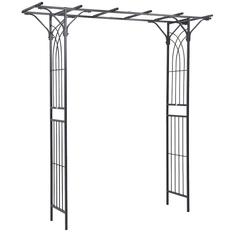 Outsunny Decorative Metal Garden Trellis Arch - Grey
