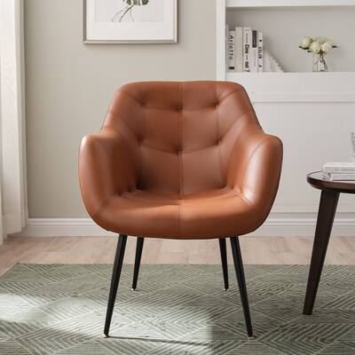 Modern Faux Leather Accent Armchair for Living Room Leisure Sofa Chair